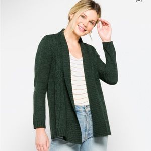 Sandy Cable Knit Cardigan - Green